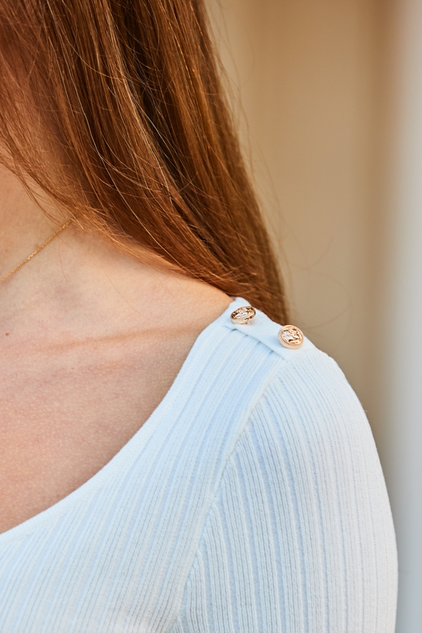 Ivory Rib Detail Knitted Top