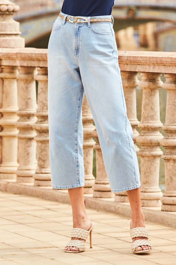 Light Wash Denim Culotte Jeans