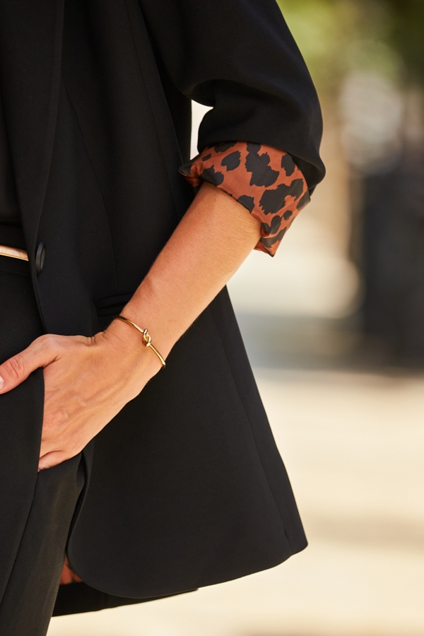 Black Leopard Print Lining Blazer