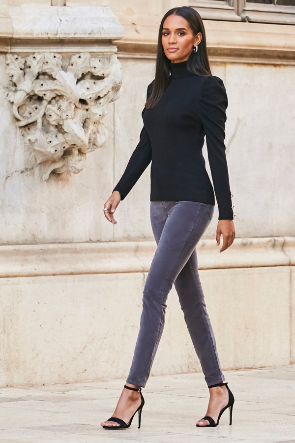 Grey Velvet Skinny Jeans