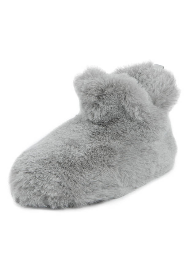 Grey Totes Faux Fur Boot Slippers