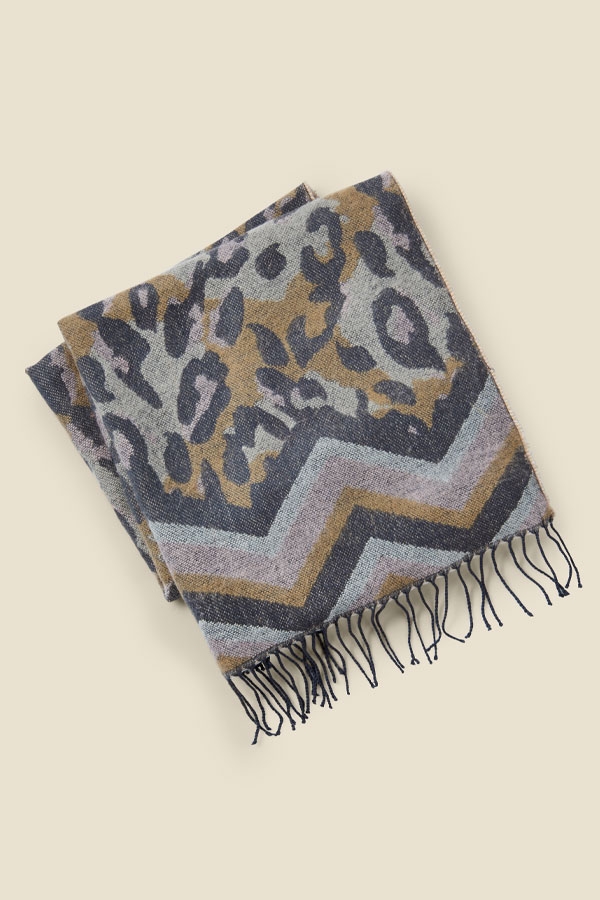 Amber Soft Grey Leopard Print Oversized Scarf