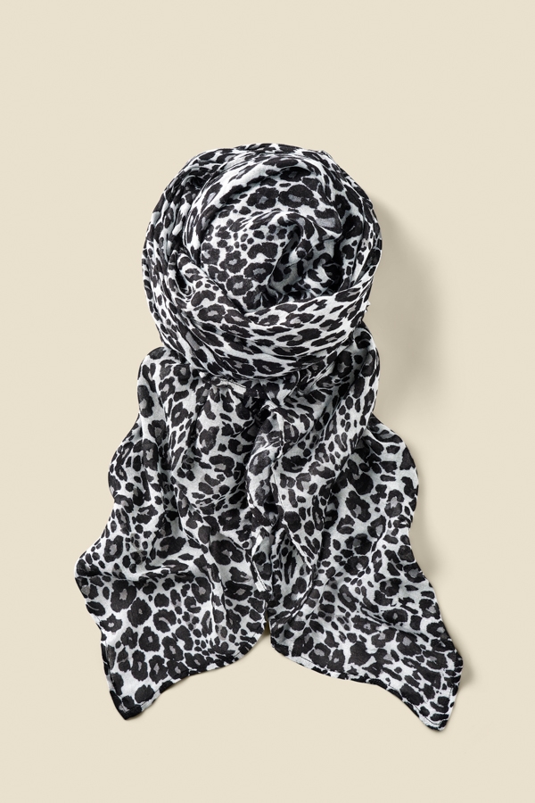 Black & Grey Animal Print Scarf