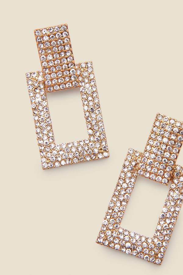 Gold Diamante Door Knocker Earrings