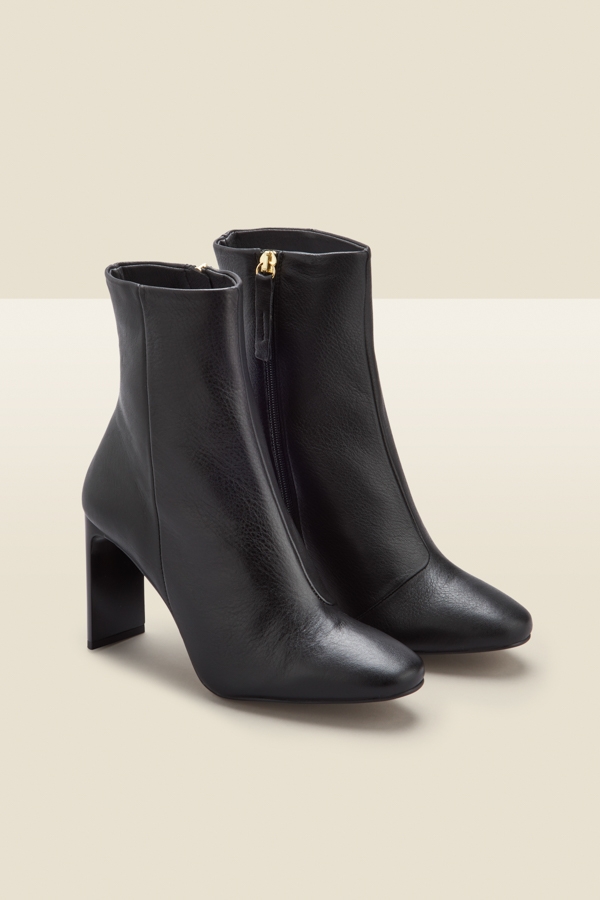 Riley Black Leather Slim Heel Ankle Boot