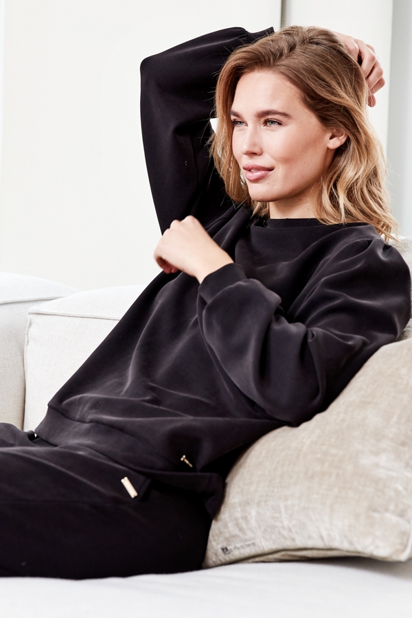 Julia Black Balloon Sleeve Soft Touch Sweatshirt