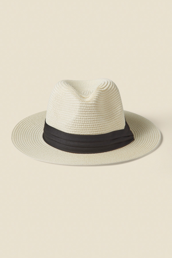 Cannes Natural Straw Trilby Hat With Ribbon
