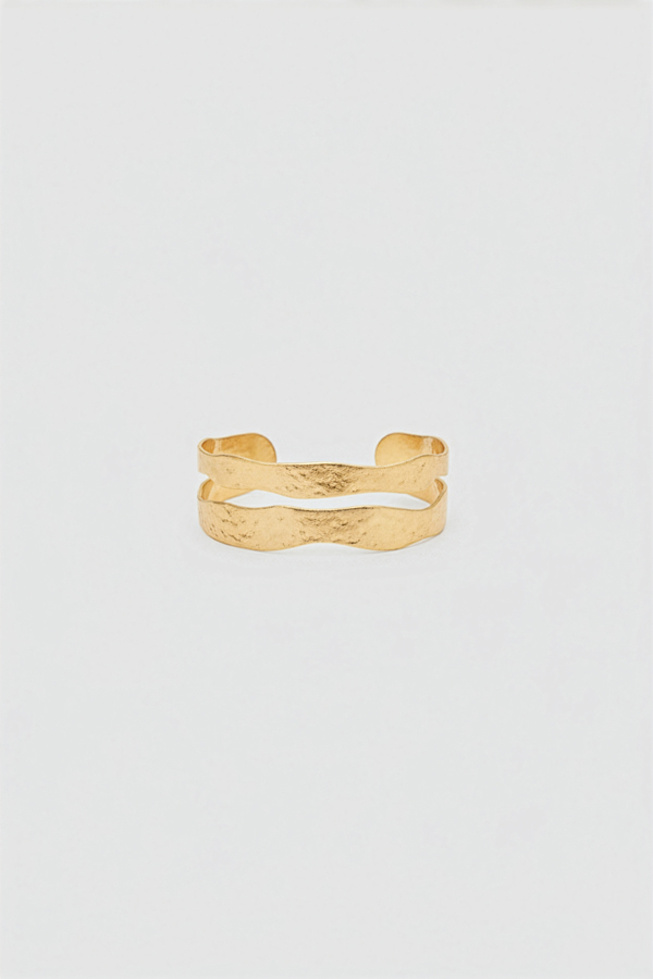 Gold Plated Hammered Cut Out Bangle Bracelet