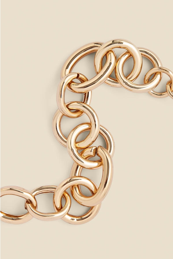 Gold Chunky Contrast Toggle Detail Bracelet