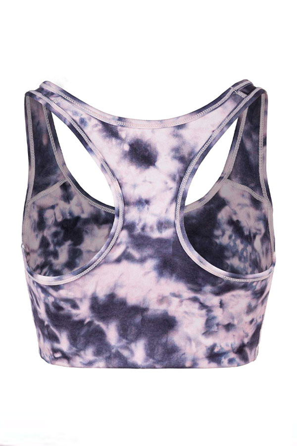 Chic Tie Dye Print Racerback Sports Bra