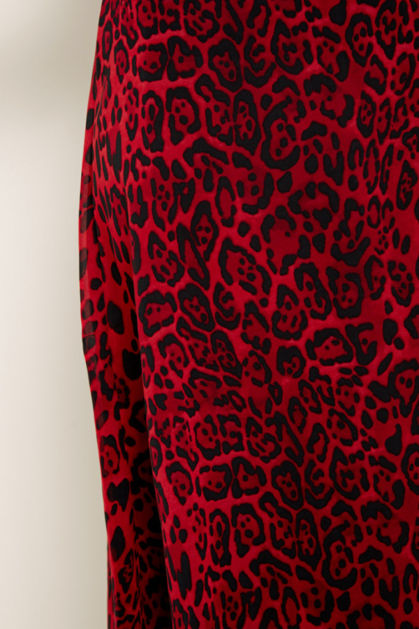 Red Leopard Print Midi Skirt