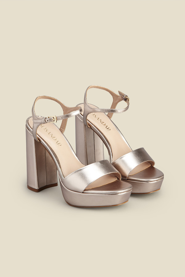 Arabella Rose Gold Leather Platform With Block Heel