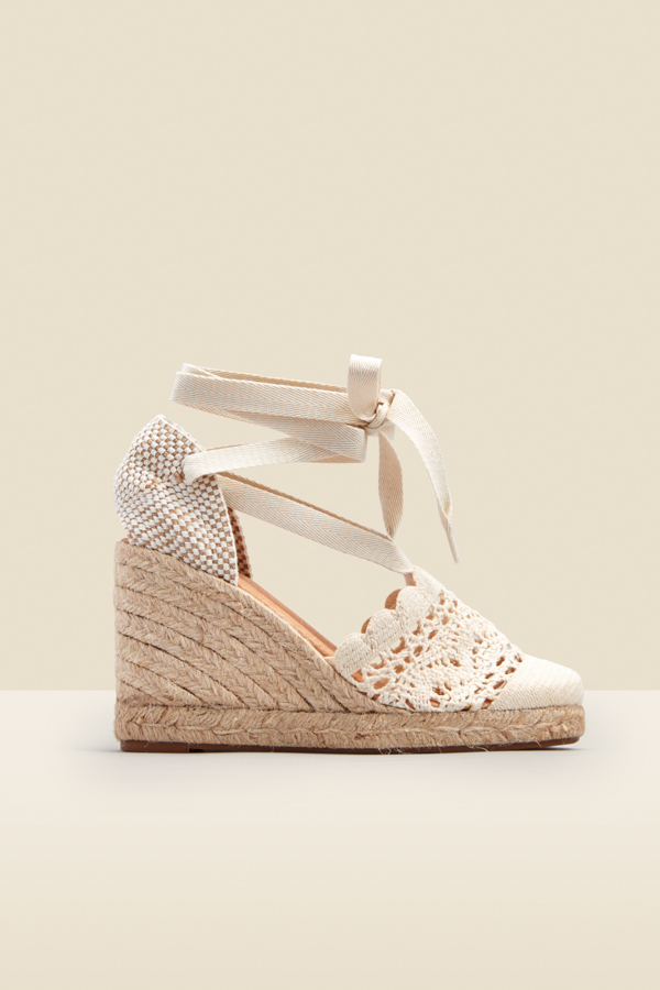 Amily Cream Crochet Valenciana Wedge Espadrille