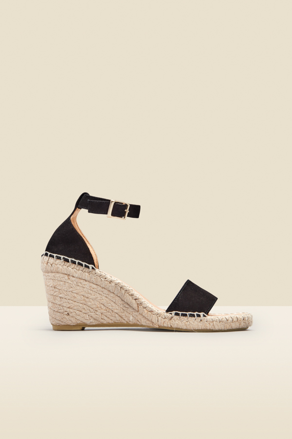 Poesy Black Suede Wedge Espadrille