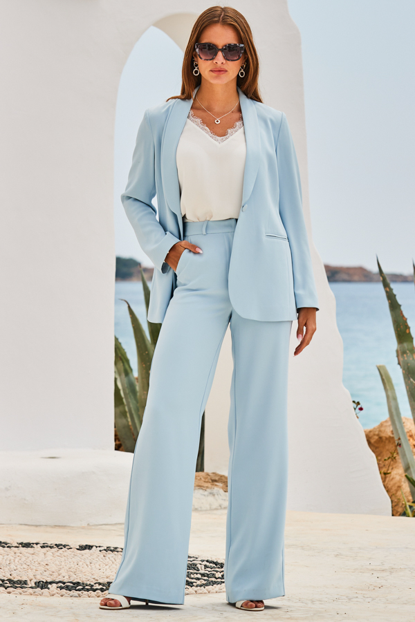 Soft Blue Relaxed Fit Blazer
