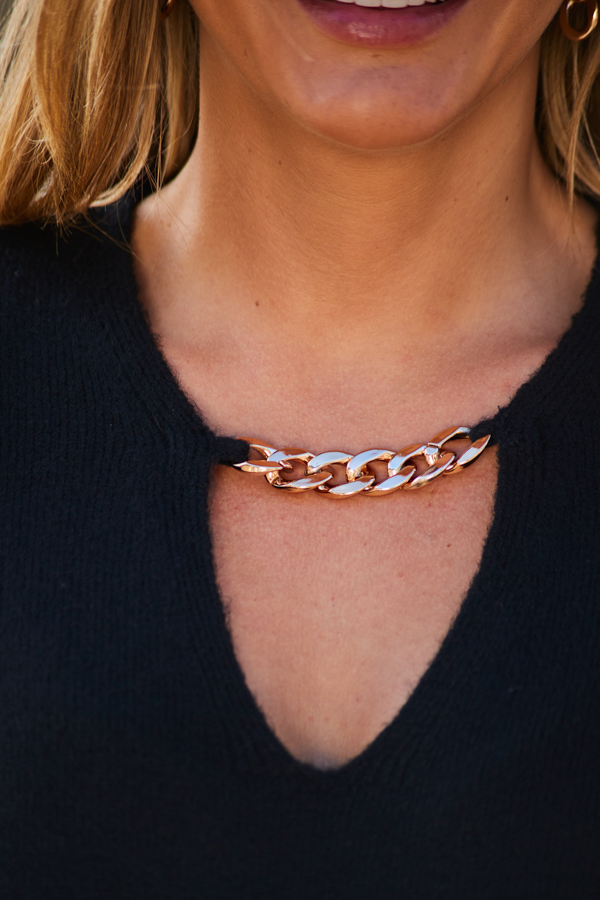 Black Gold Chain Detail Jumper