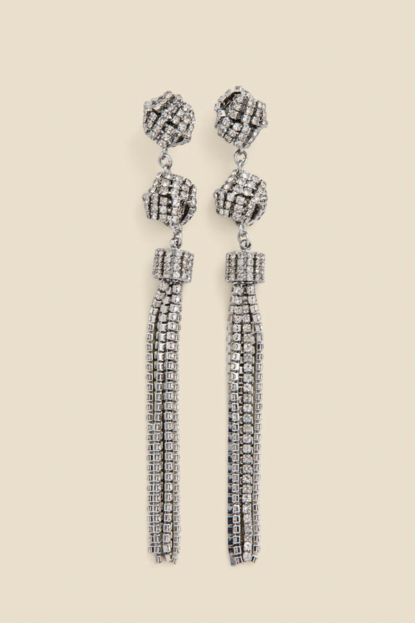 Silver Triple Knot Detail Drop Earrings