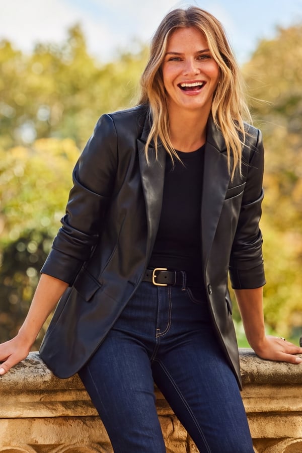 Black Premium Faux Leather Blazer