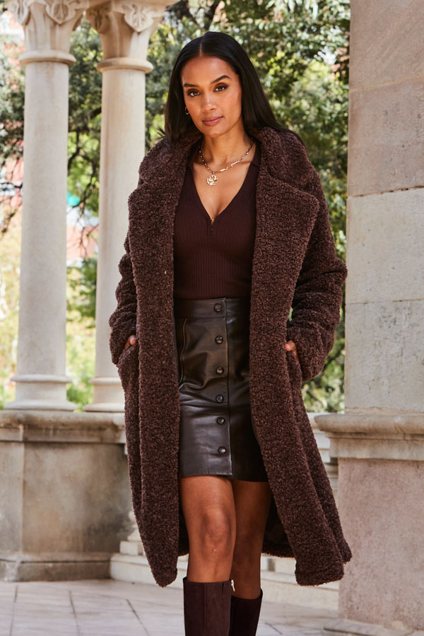 Mocha Super Cosy Borg Coat