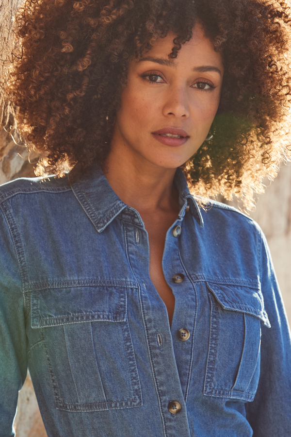 Mid Blue Denim Utility Shirt