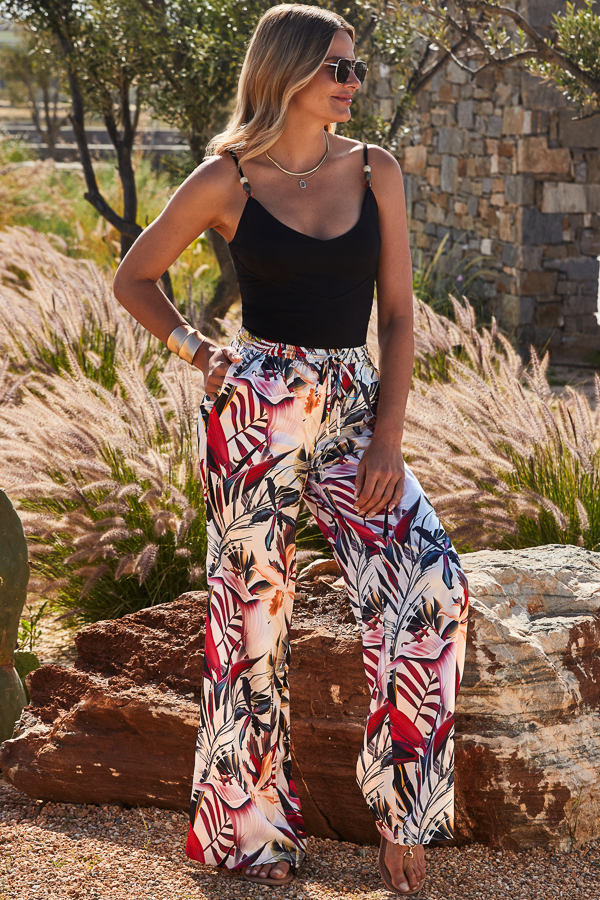 Black Beaded Strap Jersey Cami Top