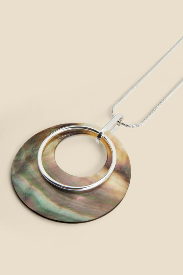 Silver Round Pendant Necklace