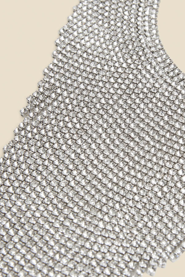 Silver Diamante Fringe Necklace