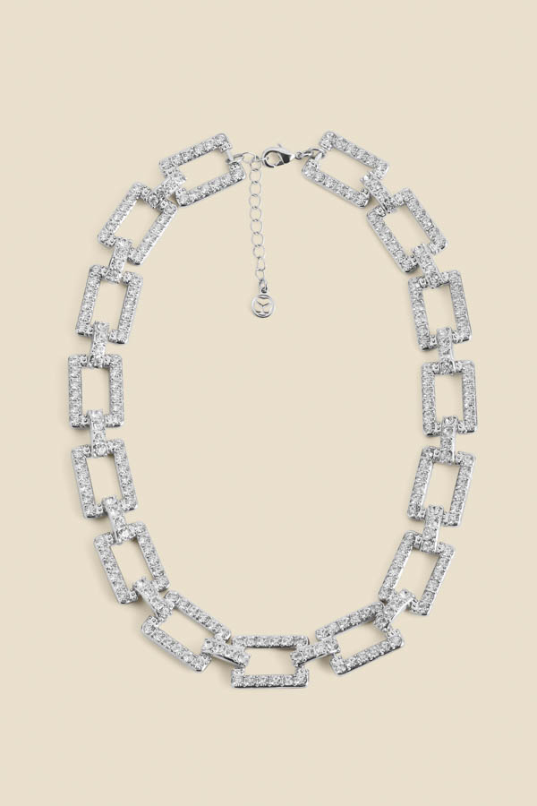 Silver Diamante Link Chain Necklace