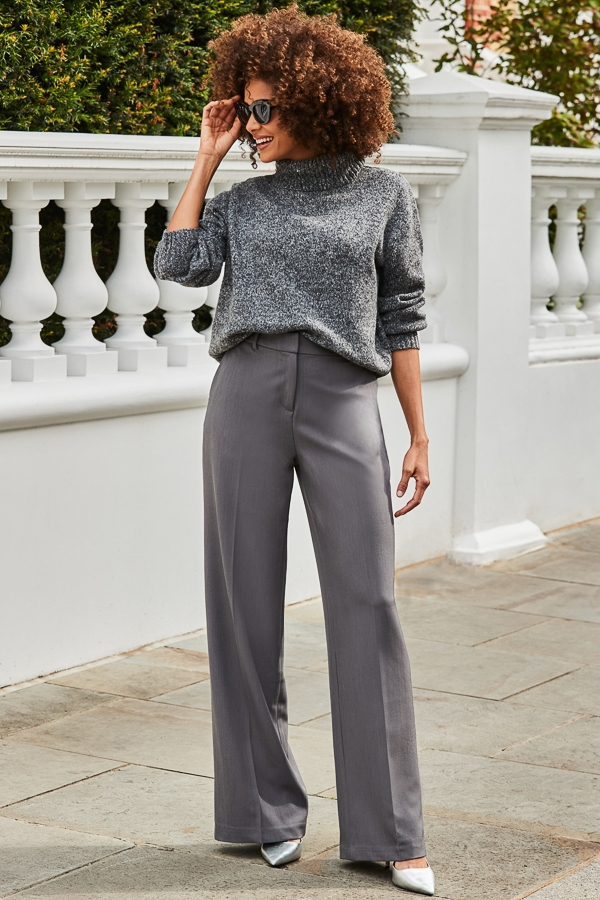 Charcoal Grey Knitted Roll Neck Jumper