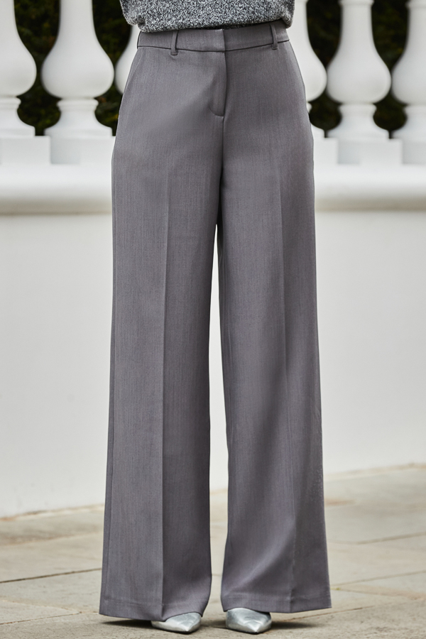 Dark Grey Relaxed Fit Wide Leg Trousers