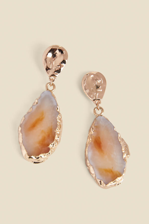 Gold Stone Drop Earrings
