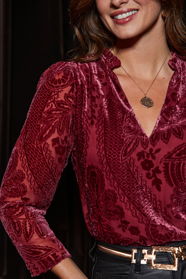 Ruby Plush Velvet Devore Blouse