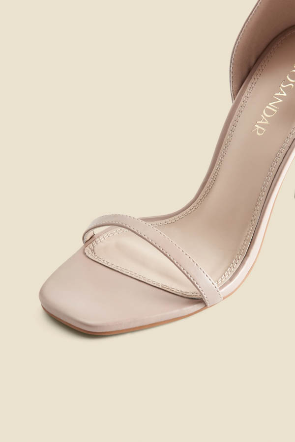 Ecru Square Toe Barely There Sandals