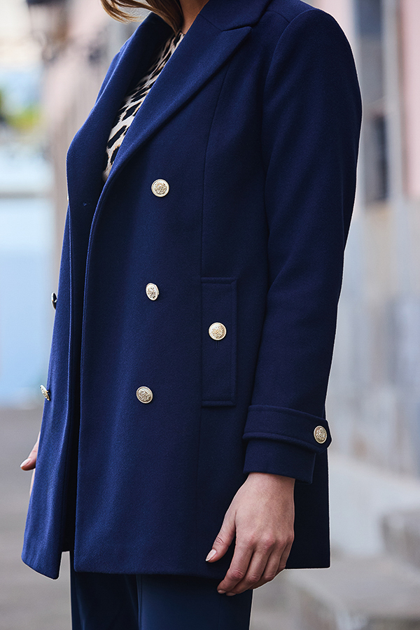 Navy Blue Double Breasted Coat