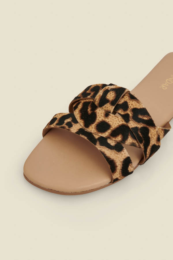 Leopard Print Cross Strap Sandals