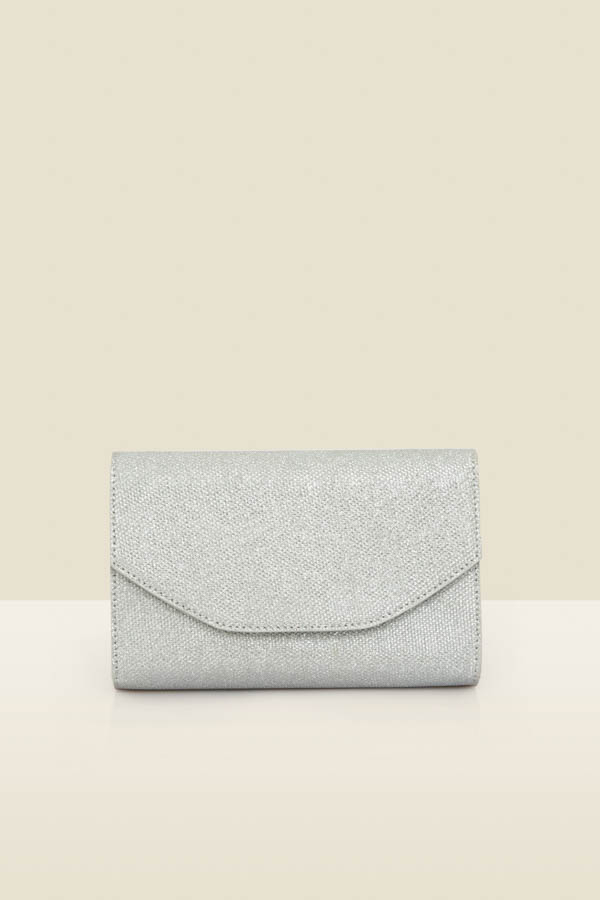 Silver Structured Flap Bag