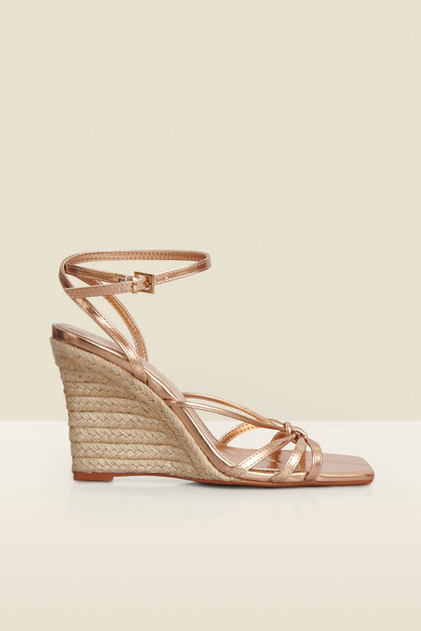 Rose Gold Strappy Wedge Espadrille