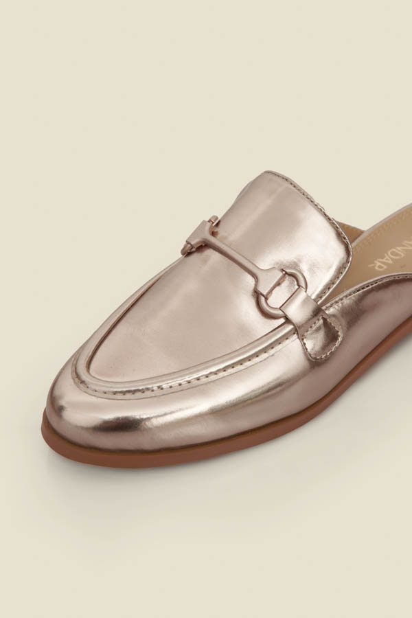 Champagne Gold Snaffle Trim Mule Loafer