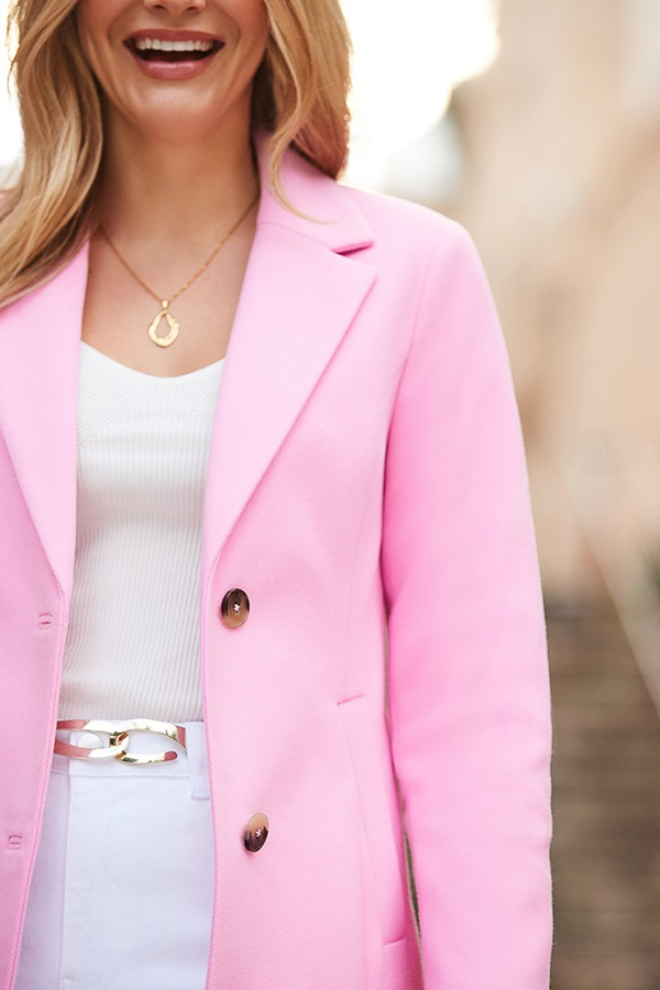 Rosé Pink Tailored Coat With Buttons 