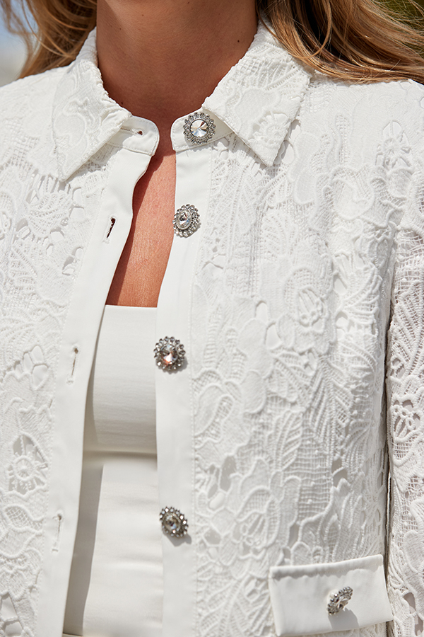 White Lace Fitted Jacket