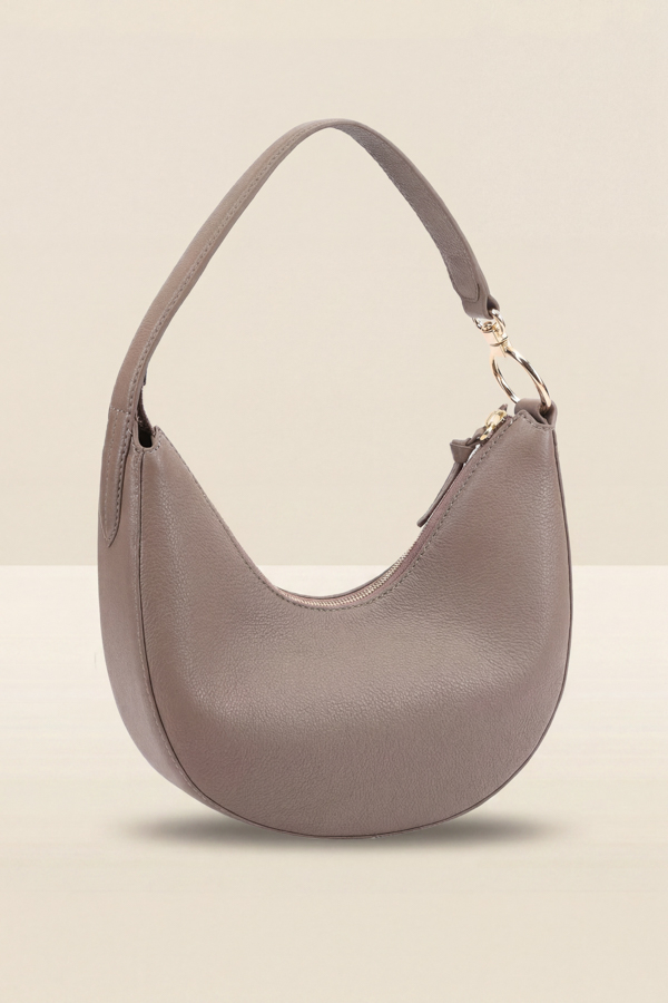 Taupe Leather Shoulder Bag