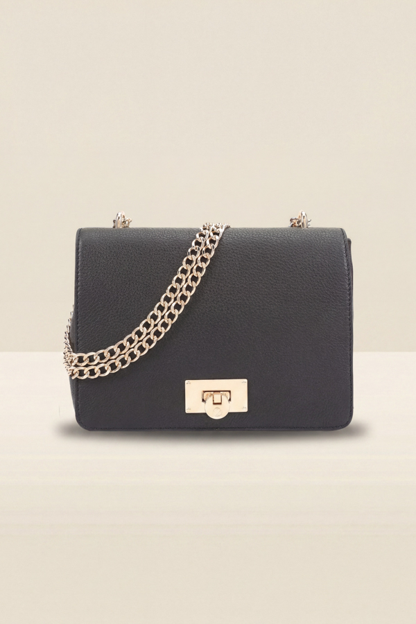 Black Leather Cross Body Shoulder Bag