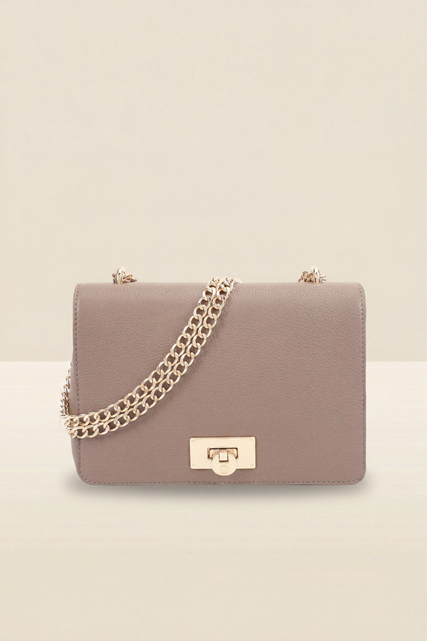Taupe Leather Cross Body Shoulder Bag