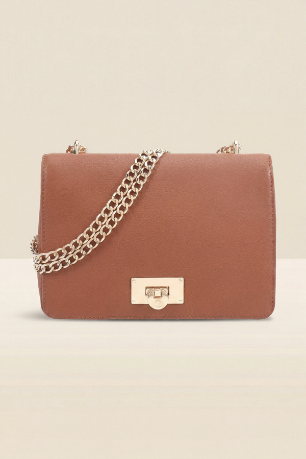 Tan Leather Cross Body Shoulder Bag