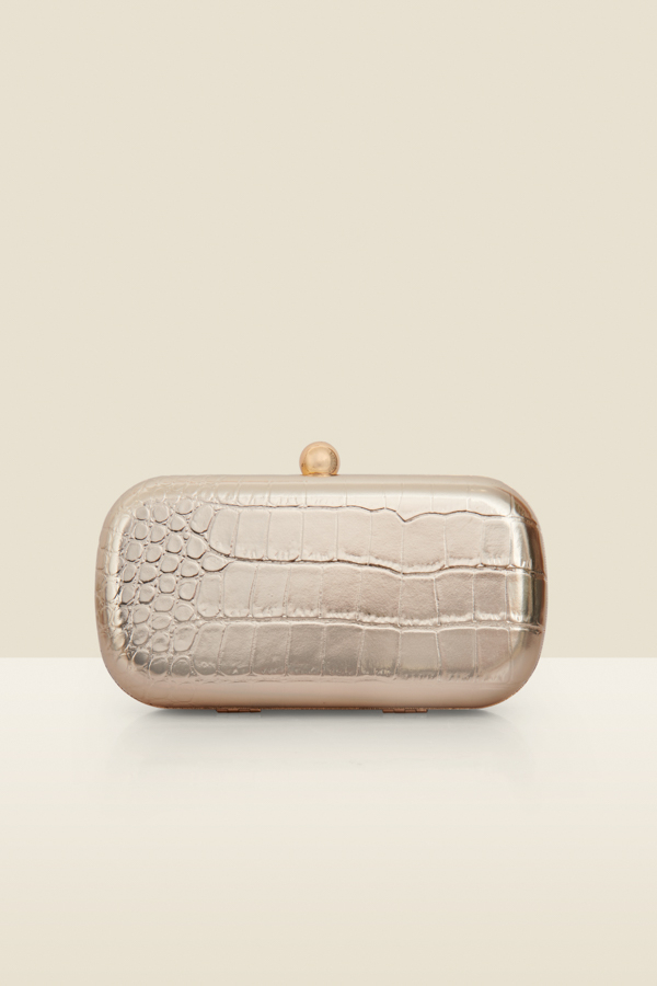 Gold Croc Effect Clutch Bag