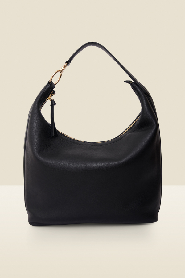 Black Leather Large Shoulder Bag