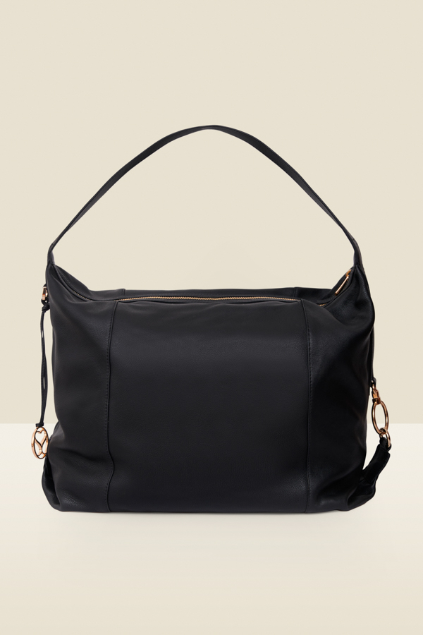 Black Leather Large Slouchy Bag
