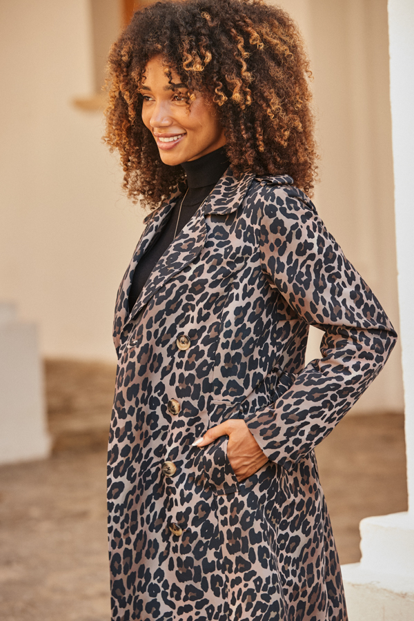 Leopard Print Trench Coat