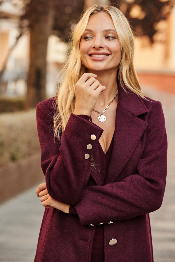 Burgundy Premium Longline Wool Mix Coat