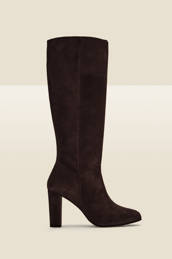 Blake Chocolate Brown Suede Zip Knee High Boots